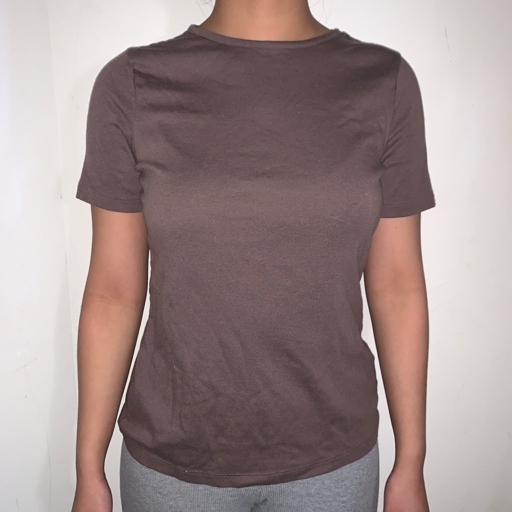 Target A New Day Plain Brown Short Sleeve T-Shirt Size Small Neutral Basic